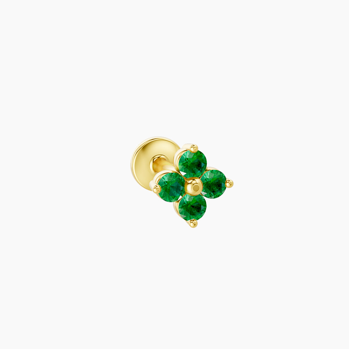 Eris | 18k Yellow Gold 5 mm 5 mm Flower Emerald Piercing