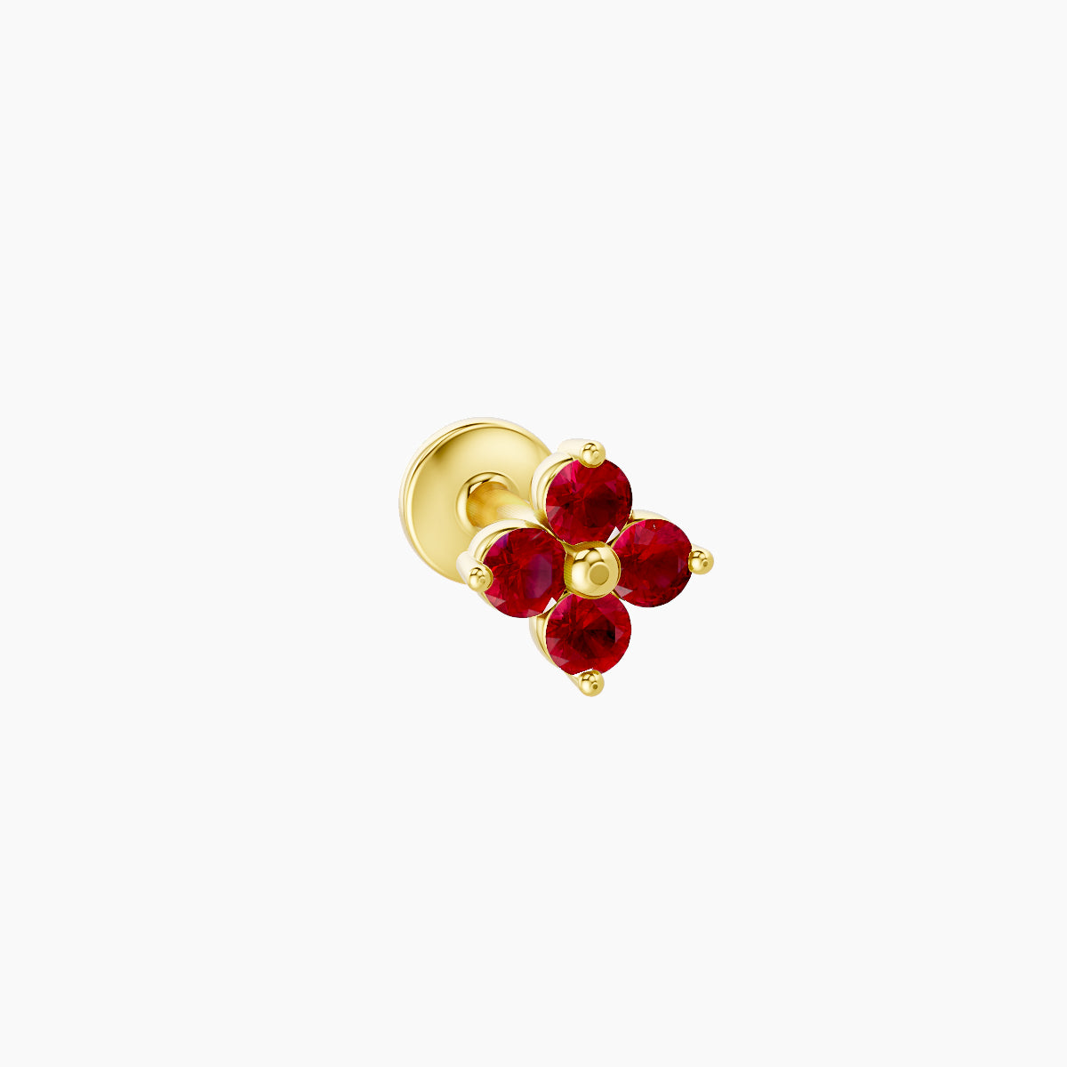 Eris | 18k Yellow Gold 5 mm 5 mm Flower Ruby Piercing