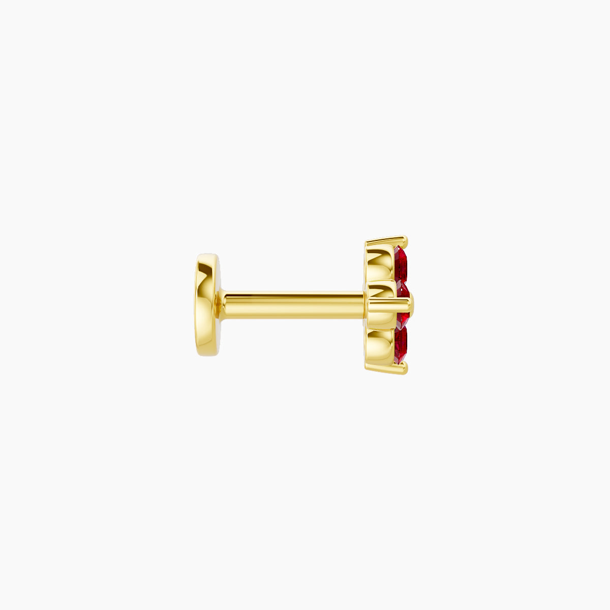 Eris | 18k Yellow Gold 5 mm 5 mm Flower Ruby Piercing