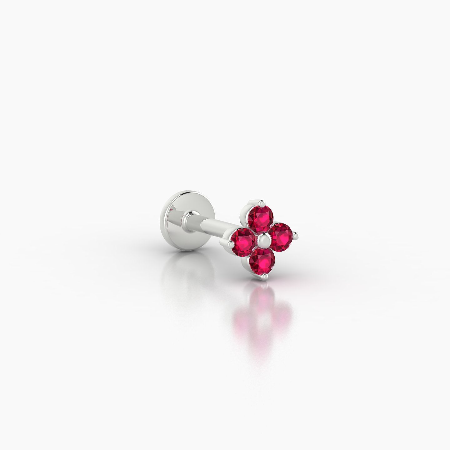 Eris | 18k White Gold 6.5 mm 5 mm Flower Ruby Nose Piercing