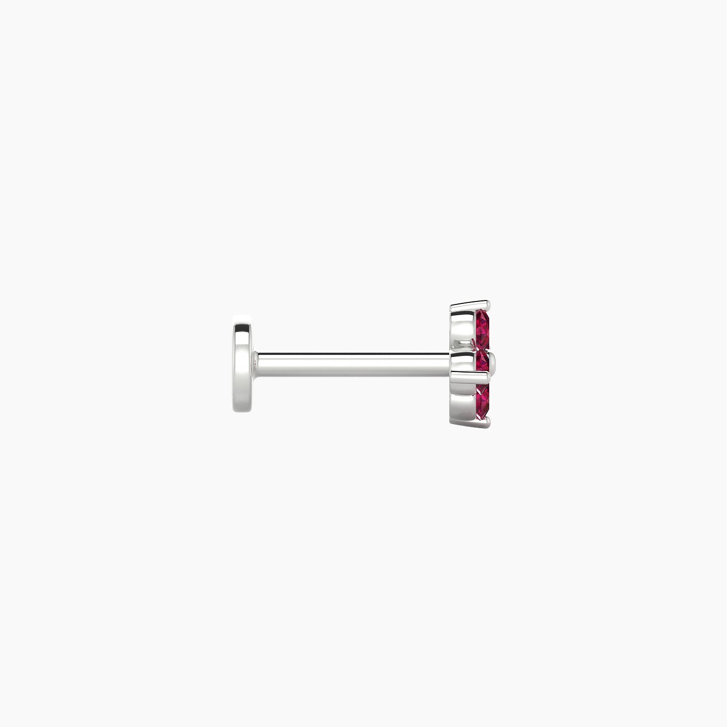 Eris | 18k White Gold 6.5 mm 5 mm Flower Ruby Nose Piercing