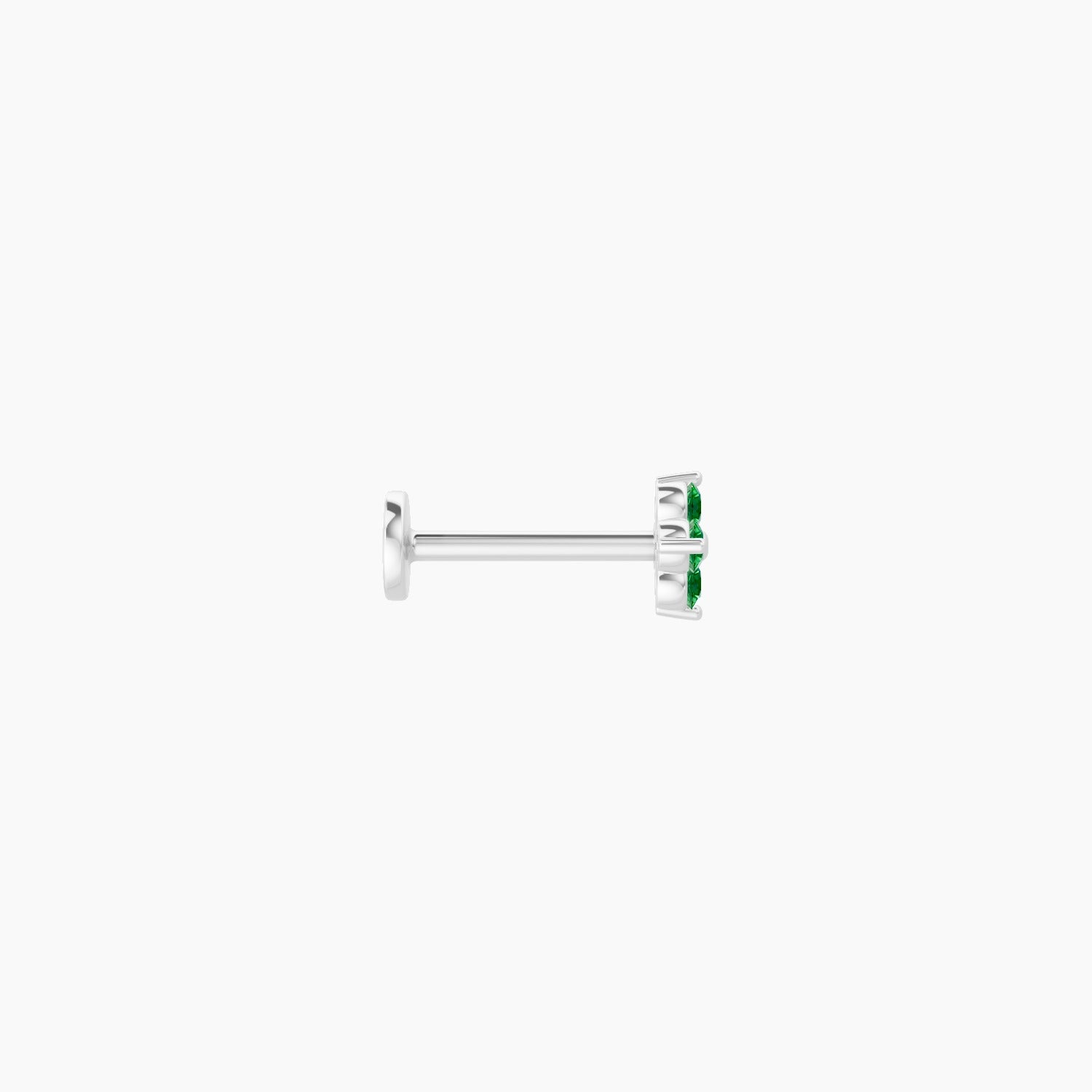 Eris | 18k White Gold 8 mm 5 mm Flower Emerald Nose Piercing