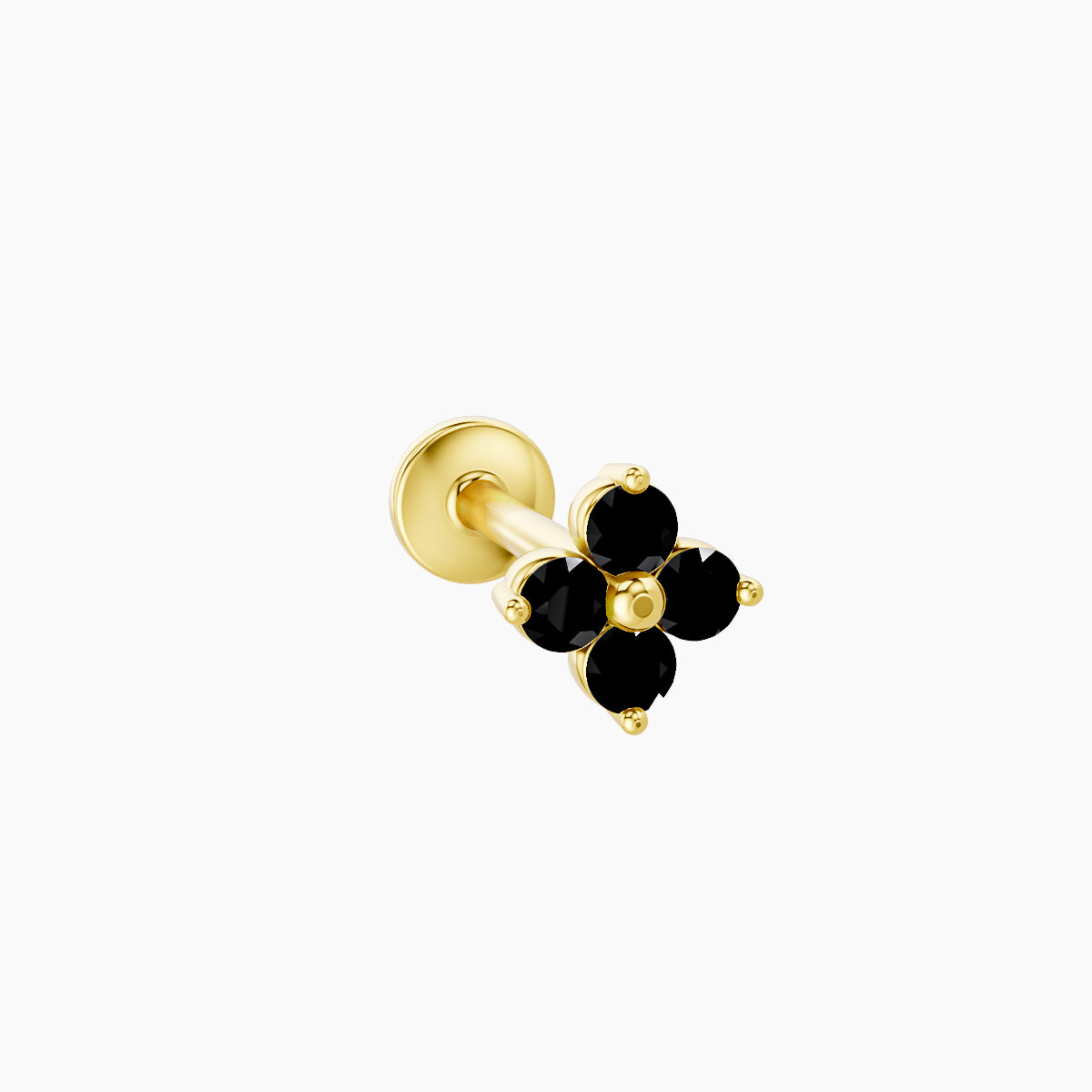 Eris | 18k Yellow Gold 8 mm 5 mm Flower Black Diamond Nose Piercing