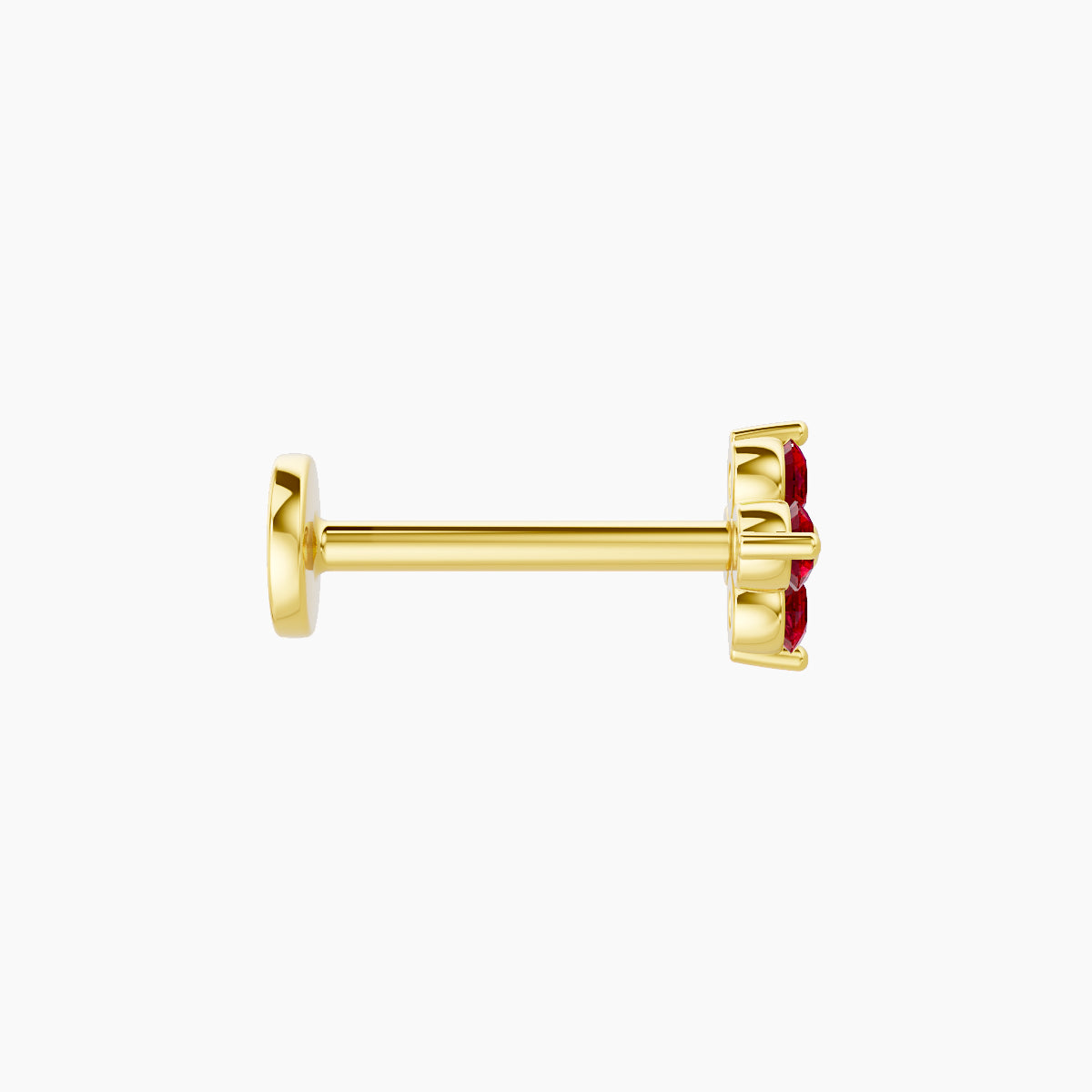 Eris | 18k Yellow Gold 8 mm 5 mm Flower Ruby Nose Piercing