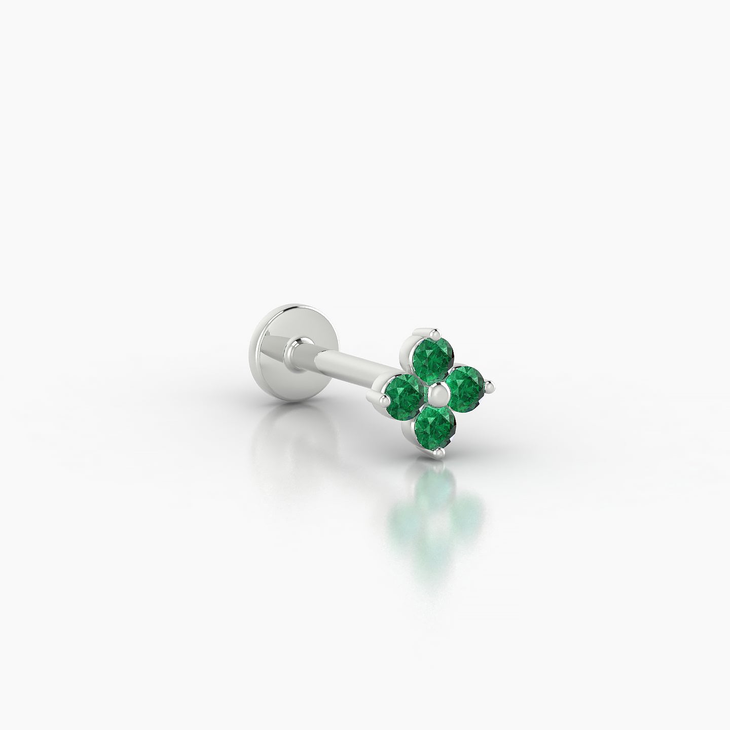 Eris | 18k White Gold 8 mm 5 mm Flower Emerald Nose Piercing