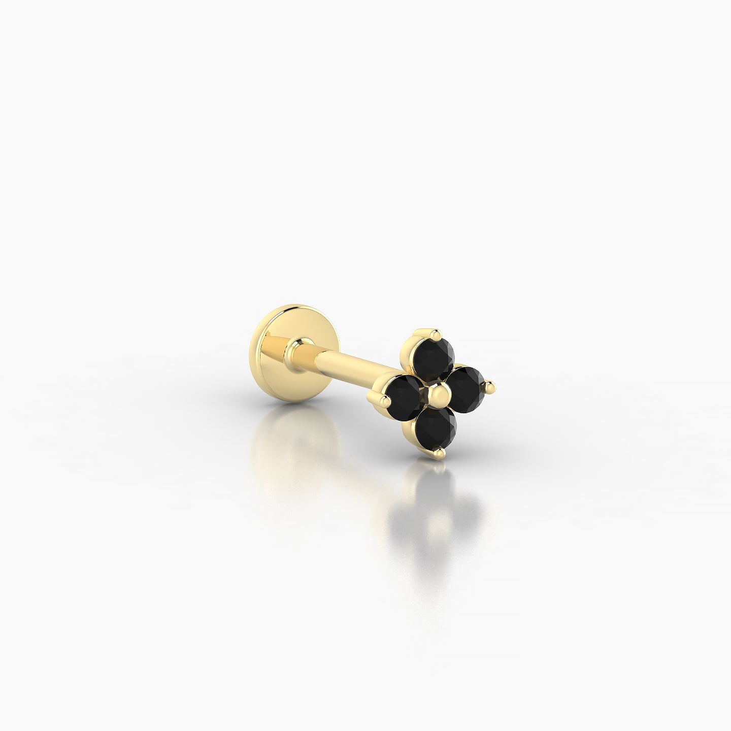 Eris | 18k Yellow Gold 8 mm 5 mm Flower Black Diamond Nose Piercing