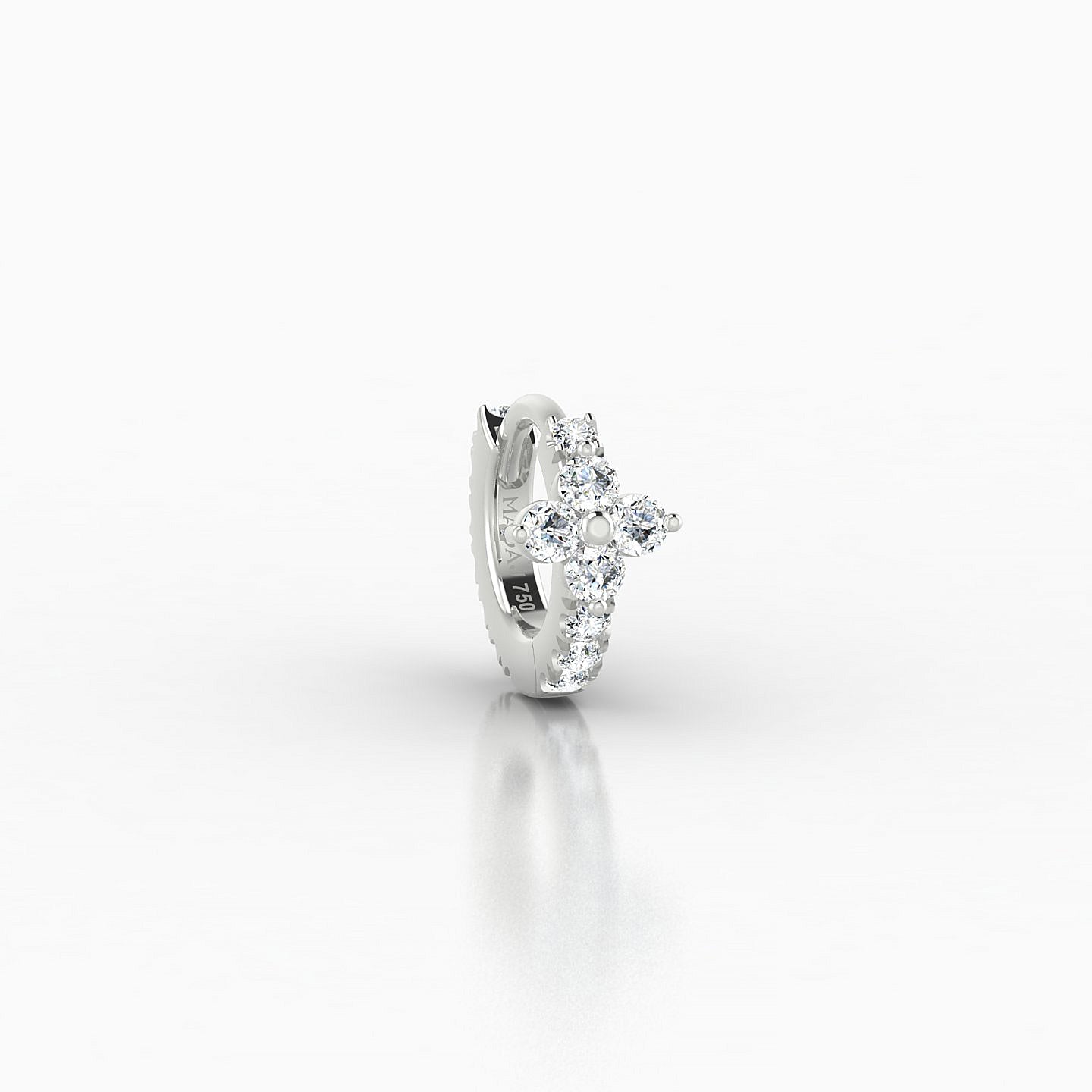 Eris | 18k White Gold 5 mm Flower Diamond Hoop Piercing