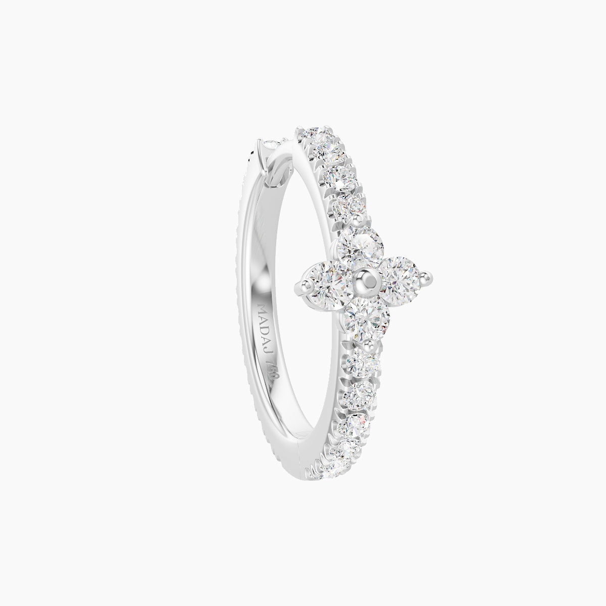 Eris | 18k White Gold 9.5 mm Flower Diamond Hoop Piercing