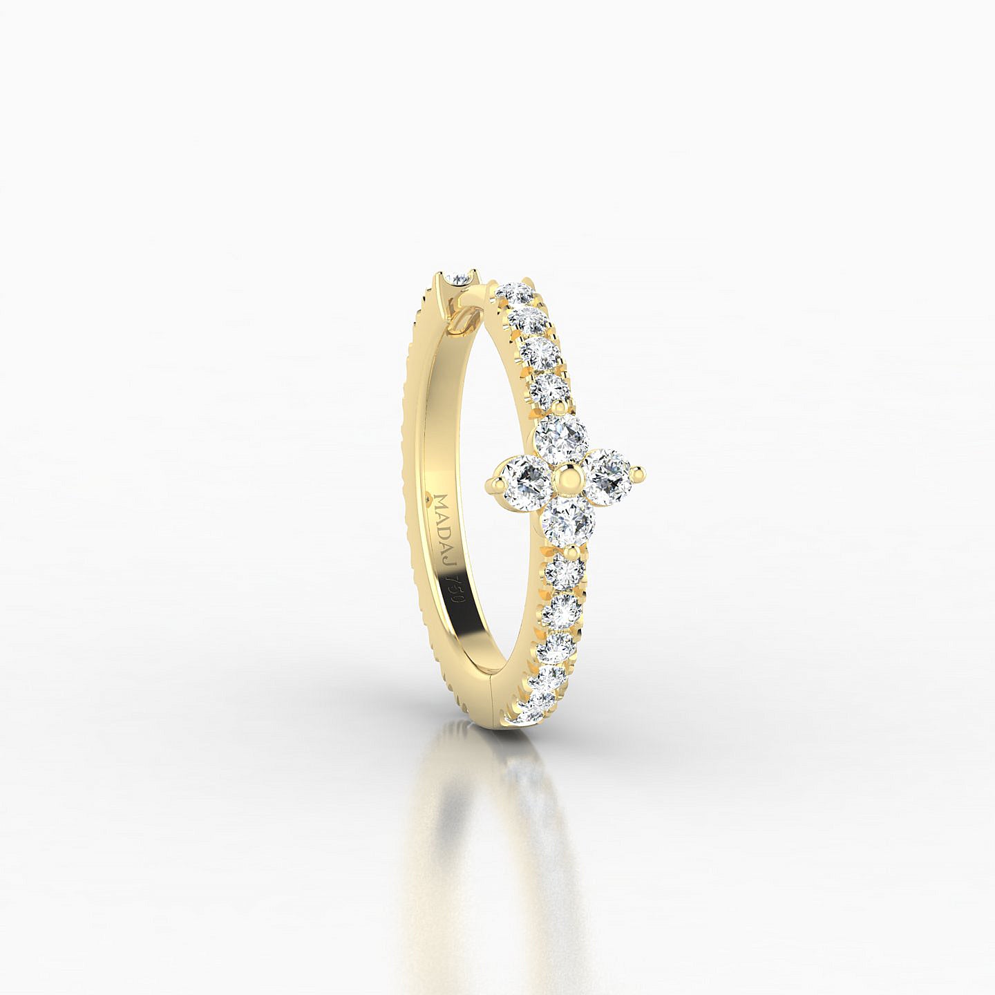 Eris | 18k Yellow Gold 9.5 mm Flower Diamond Hoop Piercing