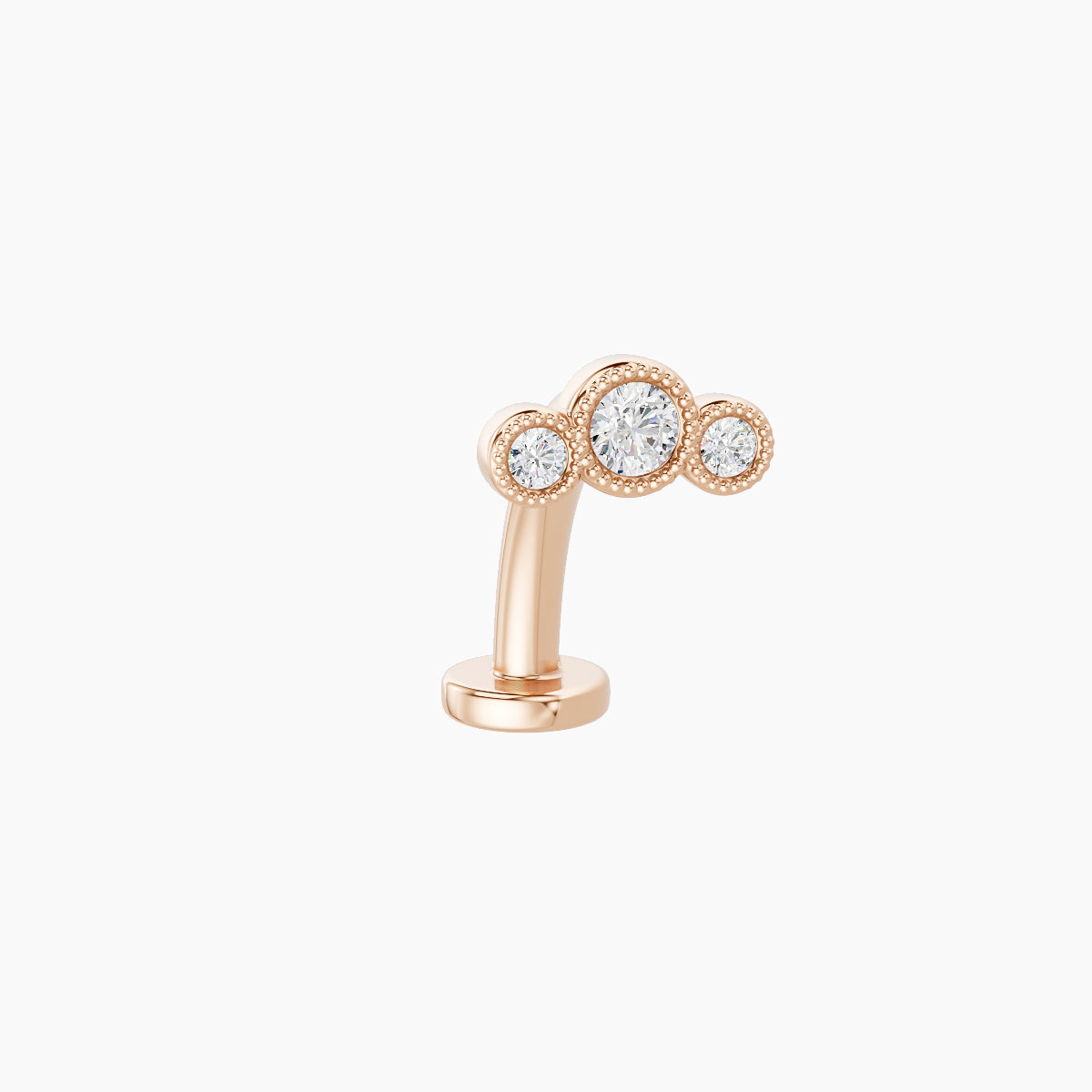 Fama | 18k Rose Gold 6.5 mm 10 mm Trilogy Diamond Floating Navel Piercing
