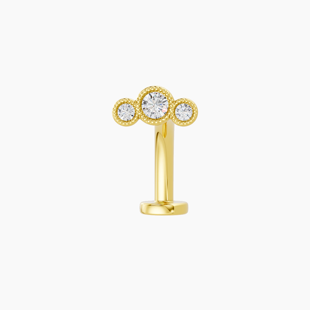 Fama | 18k Yellow Gold 6.5 mm 10 mm Trilogy Diamond Floating Navel Piercing
