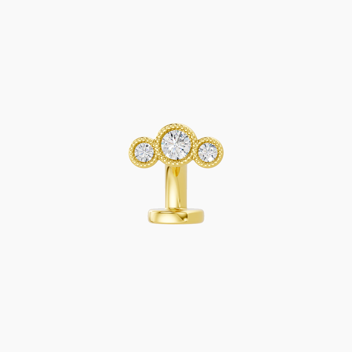 Fama | 18k Yellow Gold 6.5 mm 6 mm Trilogy Diamond Floating Navel Piercing