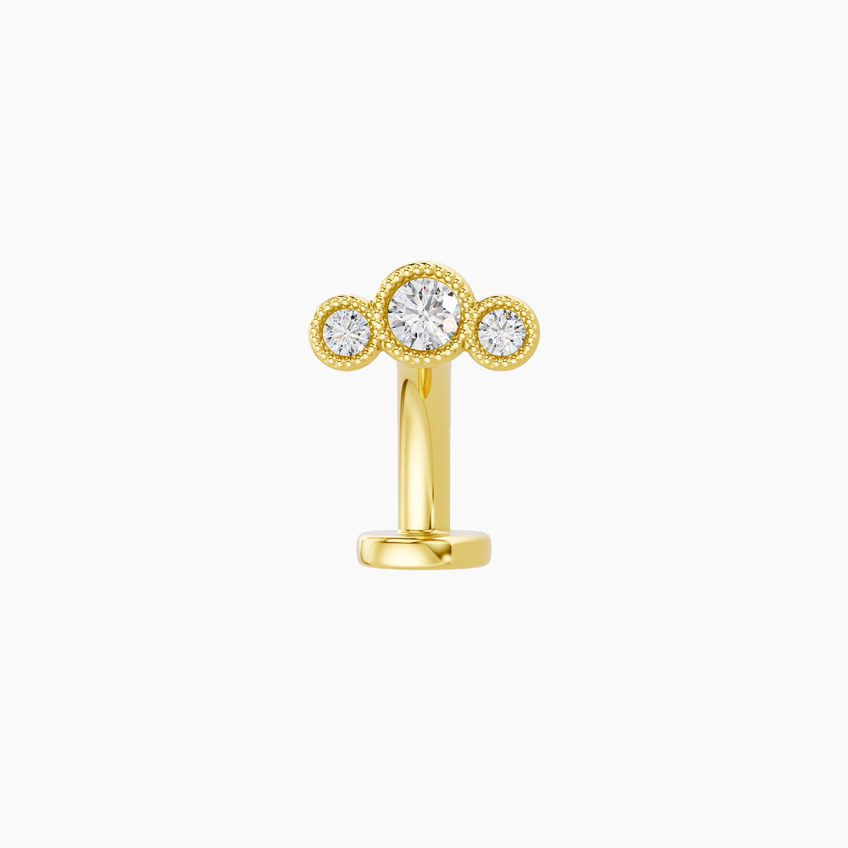 Fama | 18k Yellow Gold 6.5 mm 8 mm Trilogy Diamond Floating Navel Piercing