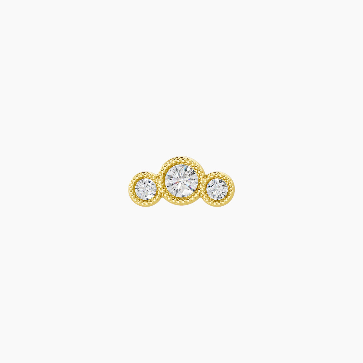 Fama | 18k Yellow Gold 6.5 mm Trilogy Diamond Earring