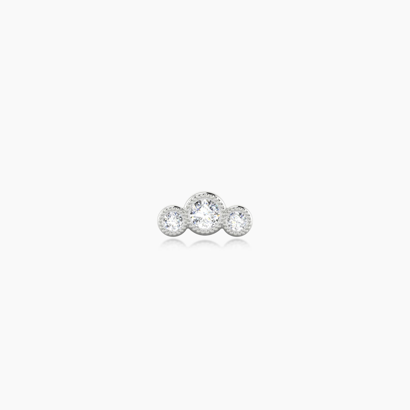 Fama | 18k White Gold 6.5 mm Trilogy Diamond Earring