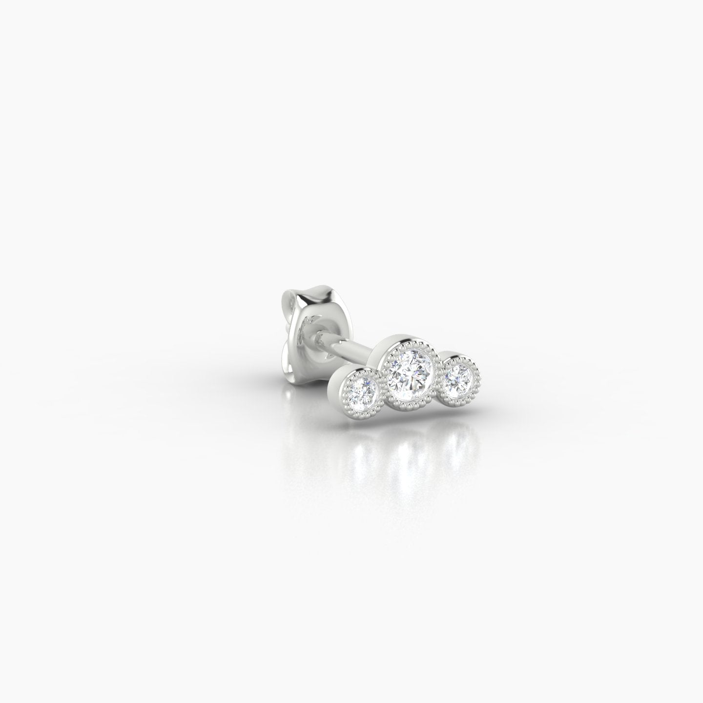 Fama | 18k White Gold 6.5 mm Trilogy Diamond Earring
