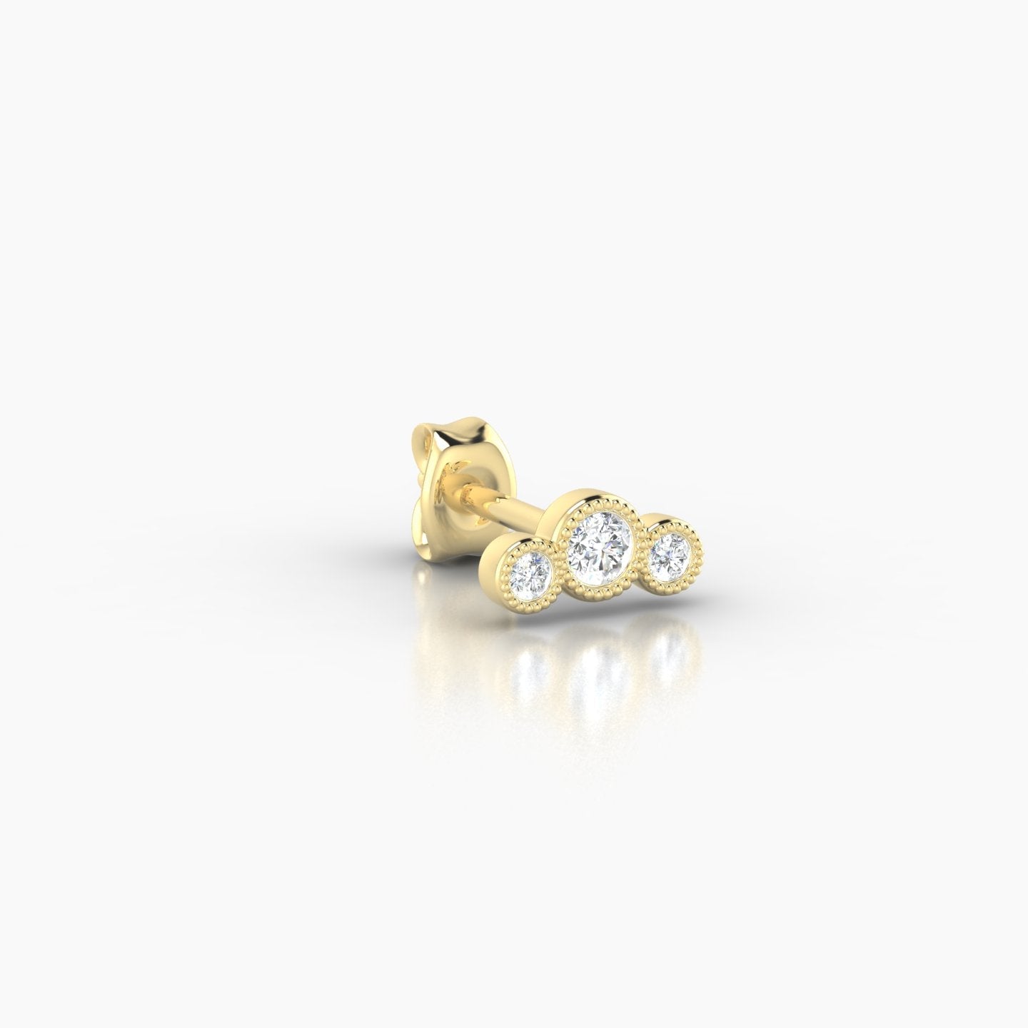 Fama | 18k Yellow Gold 6.5 mm Trilogy Diamond Earring