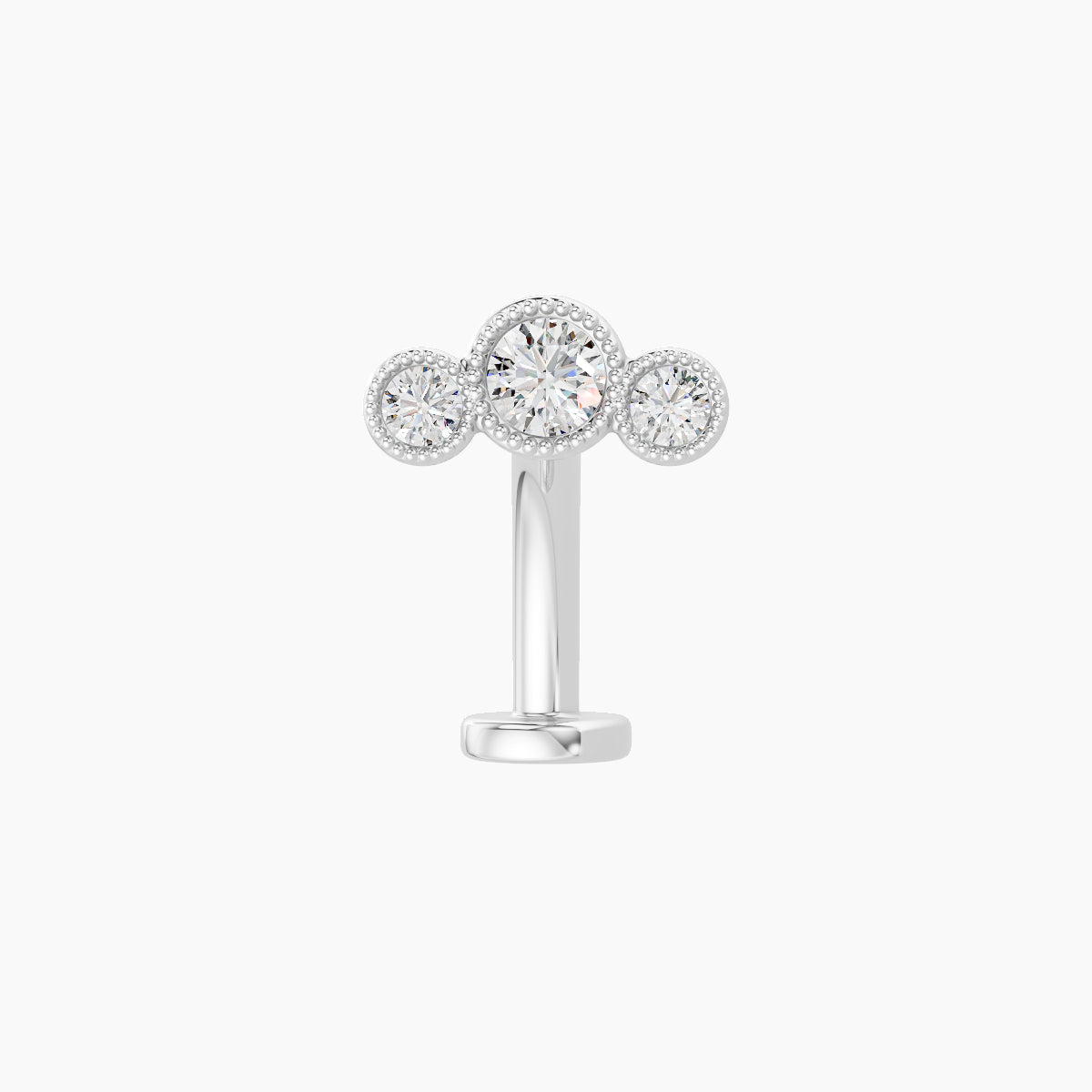 Fama | 18k White Gold 7.5 mm 10 mm Trilogy Diamond Floating Navel Piercing