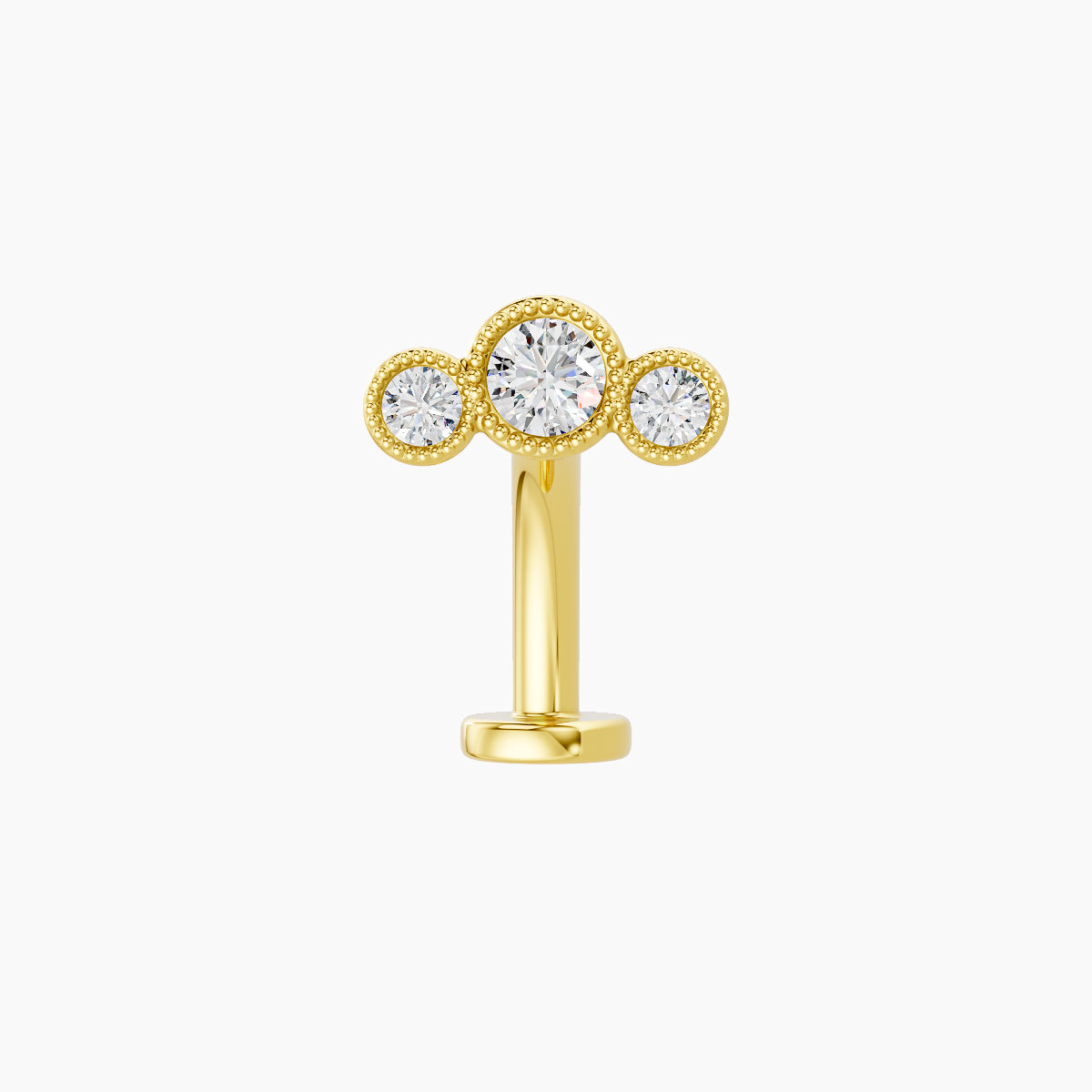 Fama | 18k Yellow Gold 7.5 mm 10 mm Trilogy Diamond Floating Navel Piercing