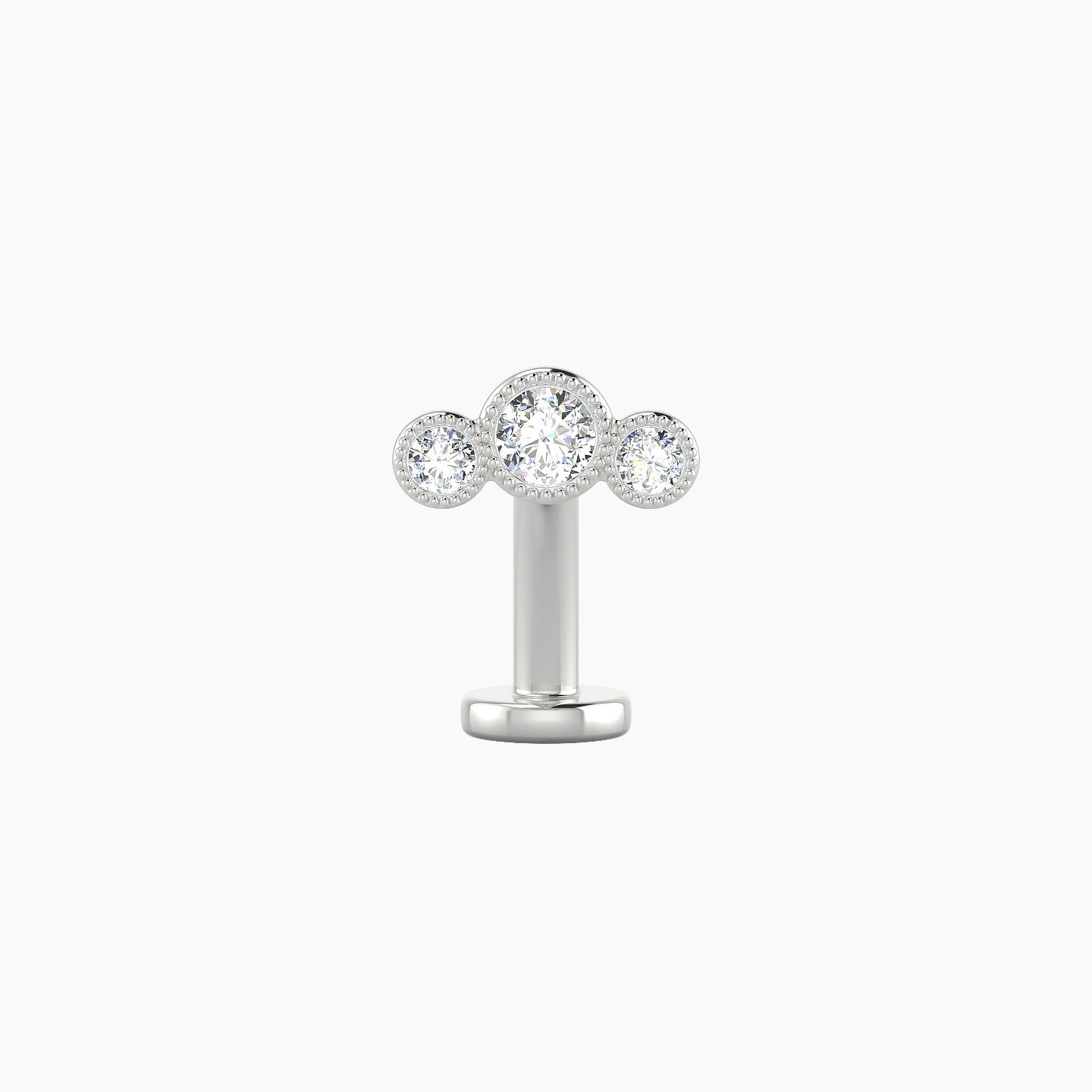 Fama | 18k White Gold 7.5 mm 10 mm Trilogy Diamond Floating Navel Piercing