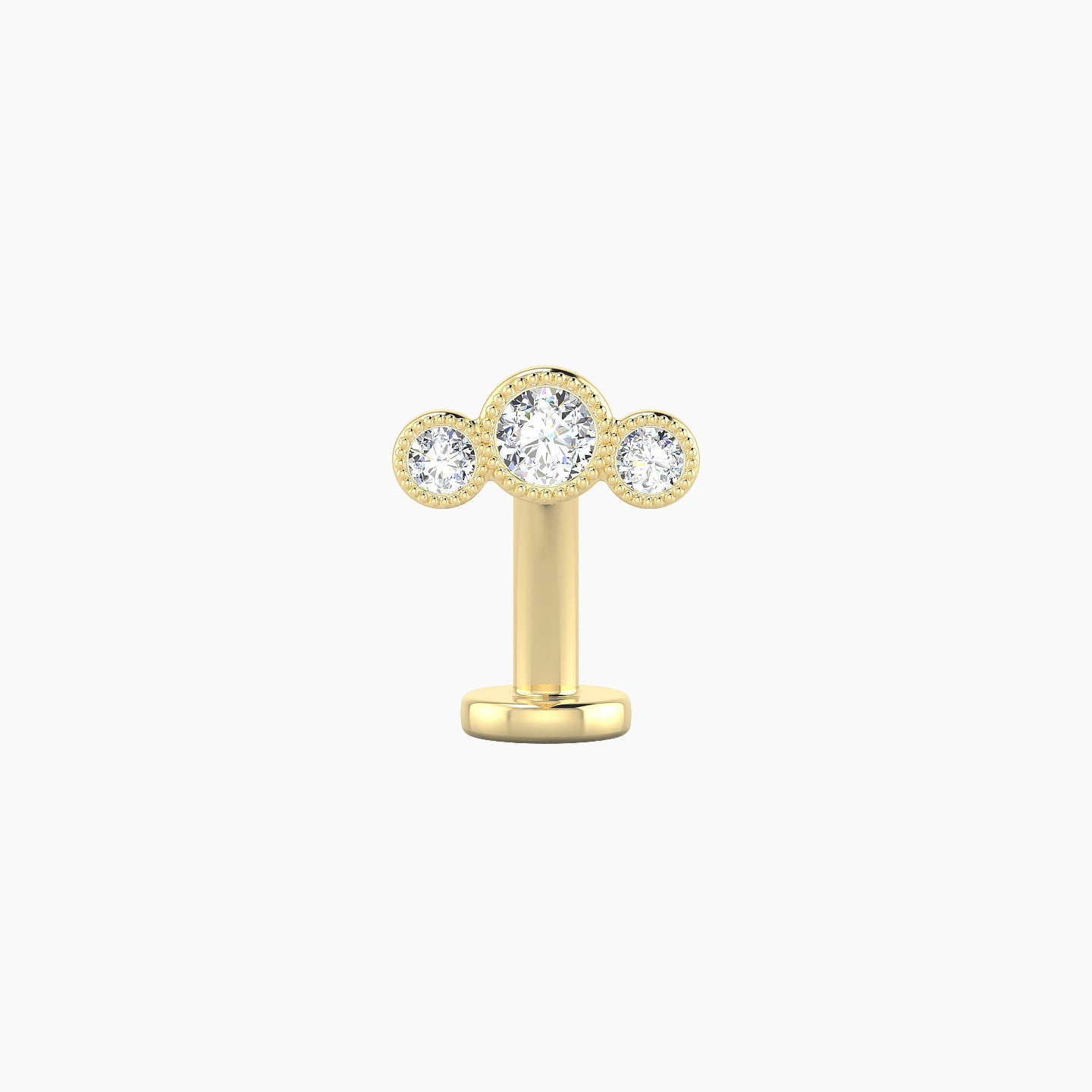 Fama | 18k Yellow Gold 7.5 mm 10 mm Trilogy Diamond Floating Navel Piercing