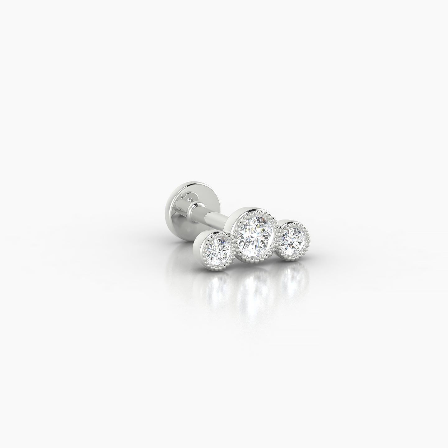 Fama | 18k White Gold 7.5 mm 5 mm Trilogy Diamond Piercing