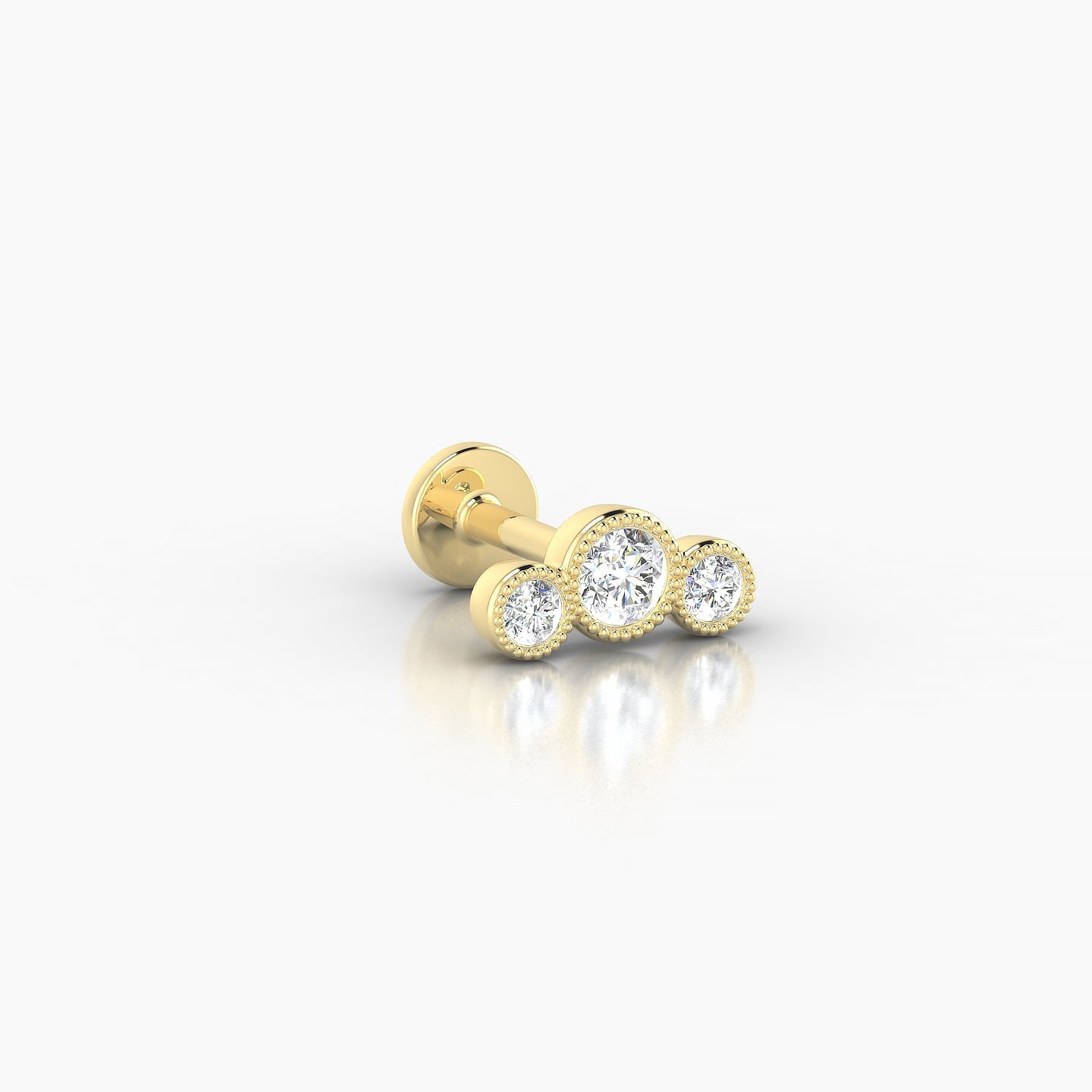 Fama | 18k Yellow Gold 7.5 mm 5 mm Trilogy Diamond Piercing