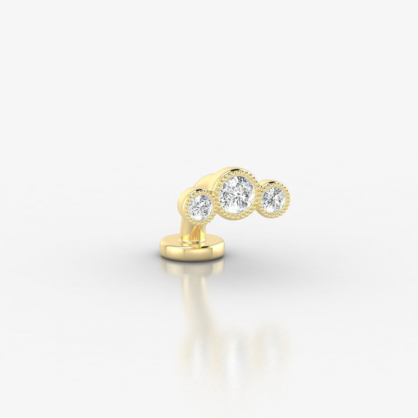 Fama | 18k Yellow Gold 7.5 mm 6 mm Trilogy Diamond Floating Navel Piercing