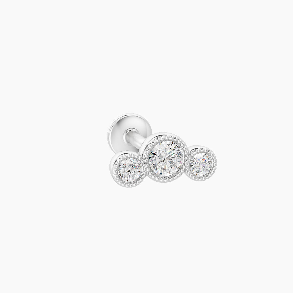 Fama | 18k White Gold 7.5 mm 6.5 mm Trilogy Diamond Piercing