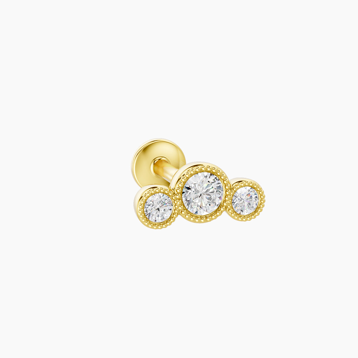 Fama | 18k Yellow Gold 7.5 mm 6.5 mm Trilogy Diamond Piercing