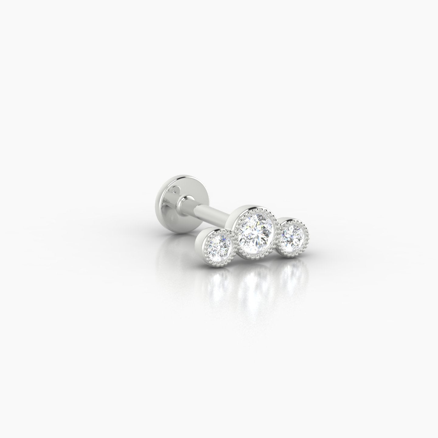 Fama | 18k White Gold 7.5 mm 6.5 mm Trilogy Diamond Piercing