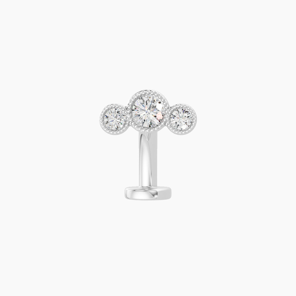 Fama | 18k White Gold 7.5 mm 8 mm Trilogy Diamond Floating Navel Piercing
