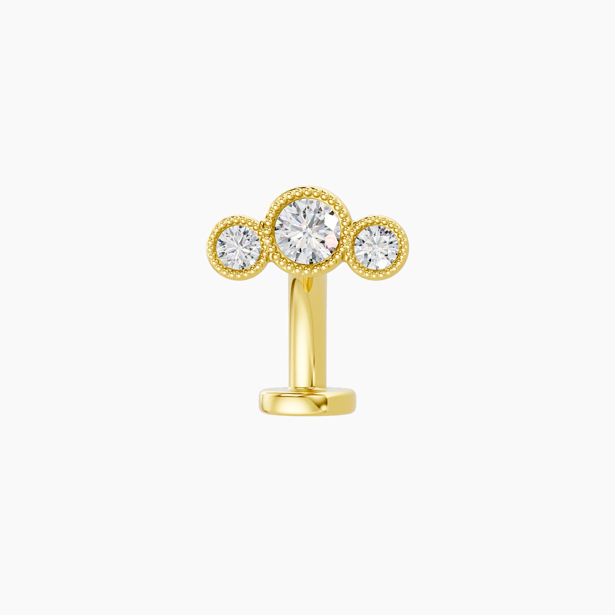 Fama | 18k Yellow Gold 7.5 mm 8 mm Trilogy Diamond Floating Navel Piercing