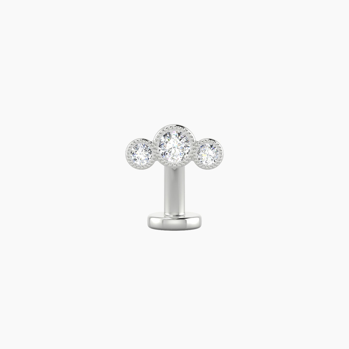 Fama | 18k White Gold 7.5 mm 8 mm Trilogy Diamond Floating Navel Piercing