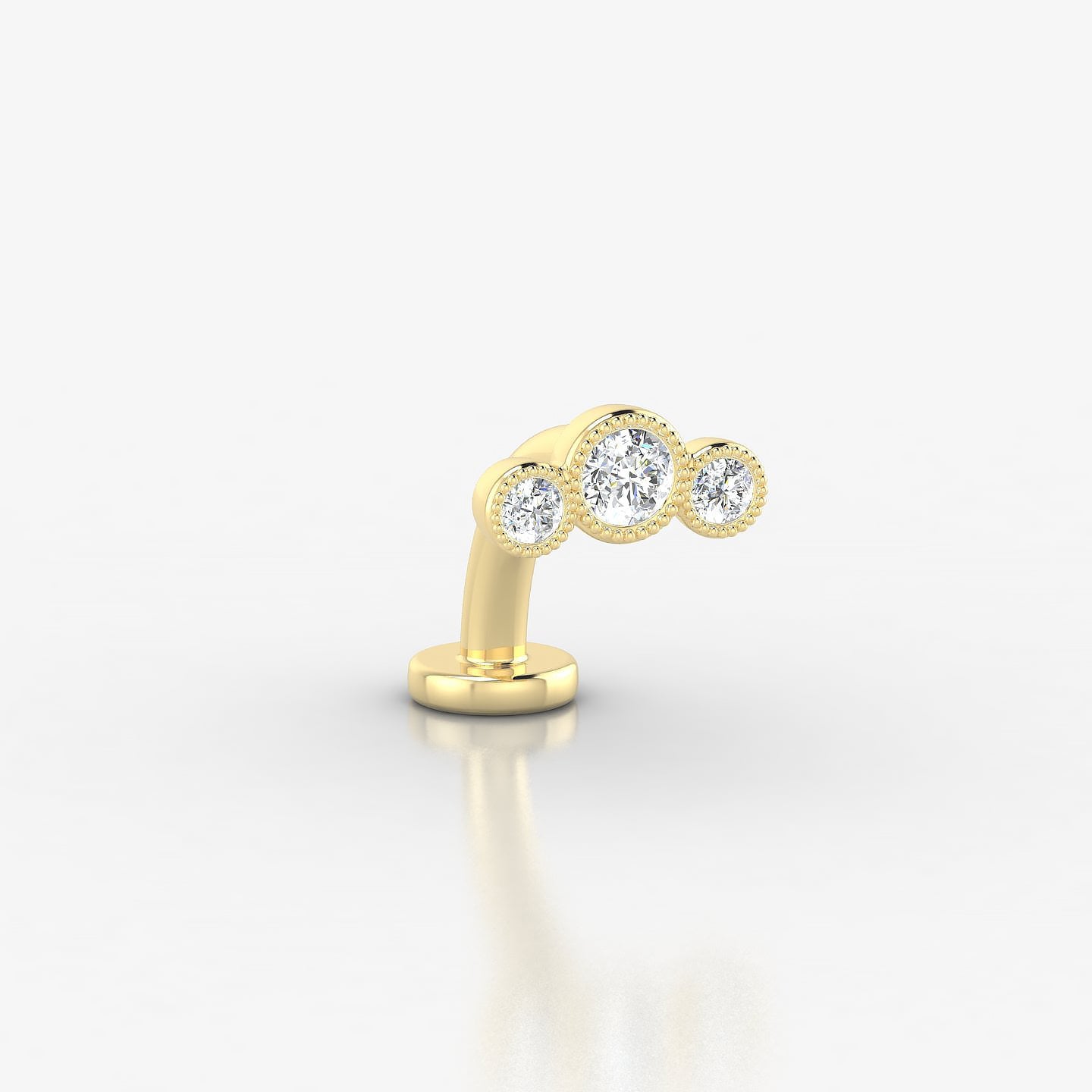 Fama | 18k Yellow Gold 7.5 mm 8 mm Trilogy Diamond Floating Navel Piercing