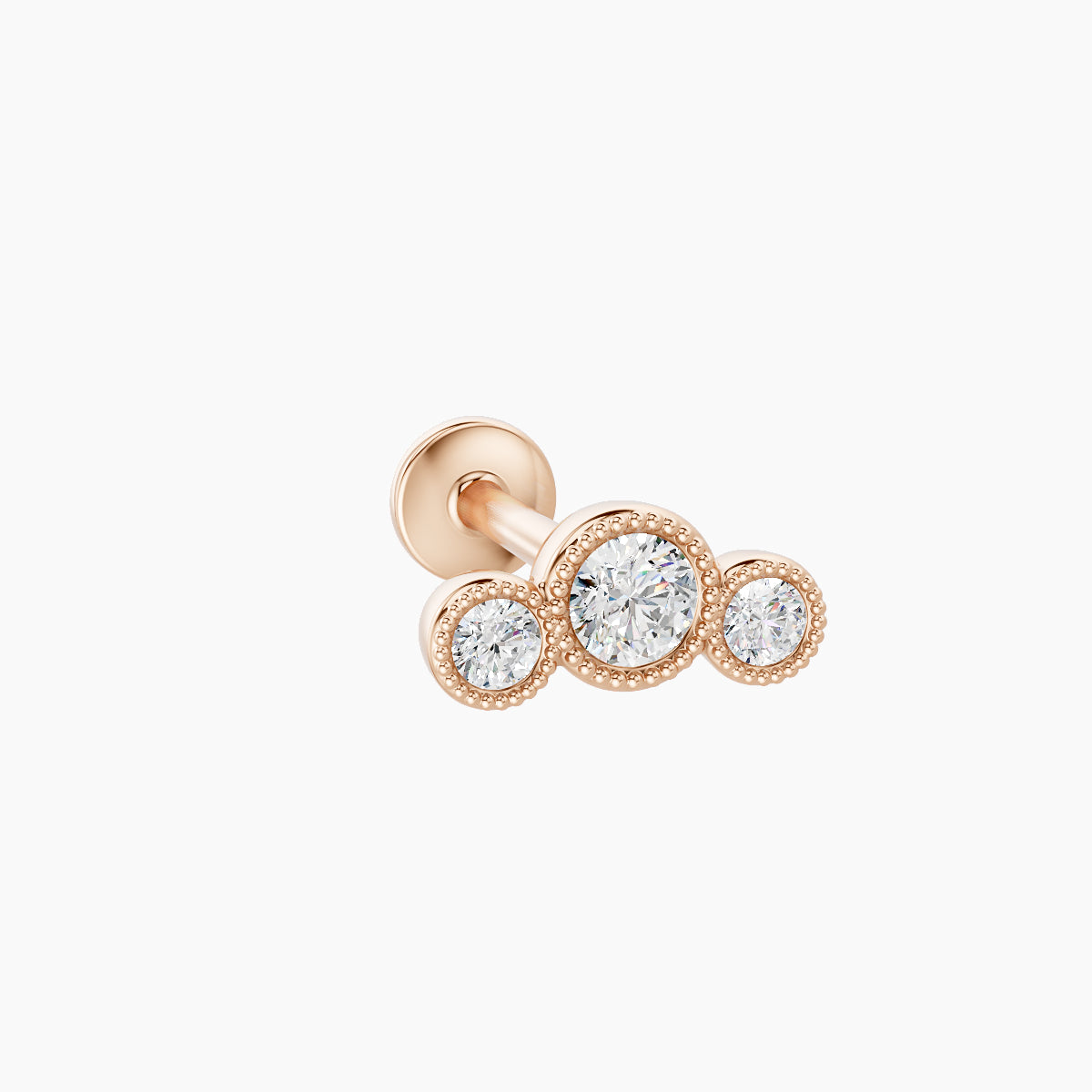 Fama | 18k Rose Gold 7.5 mm 8 mm Trilogy Diamond Piercing
