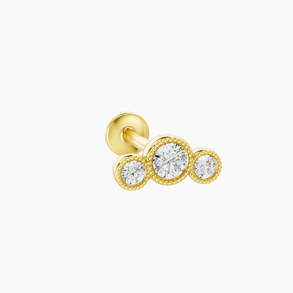 Fama | 18k Yellow Gold 7.5 mm 8 mm Trilogy Diamond Piercing