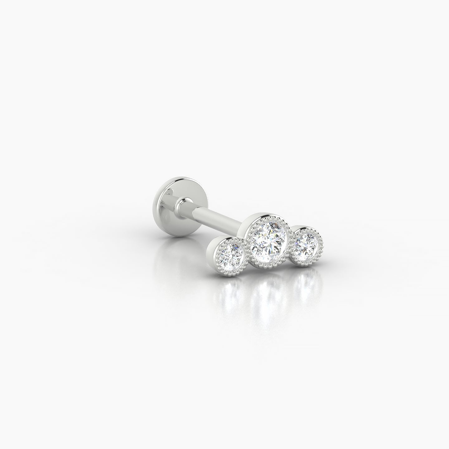 Fama | 18k White Gold 7.5 mm 8 mm Trilogy Diamond Piercing