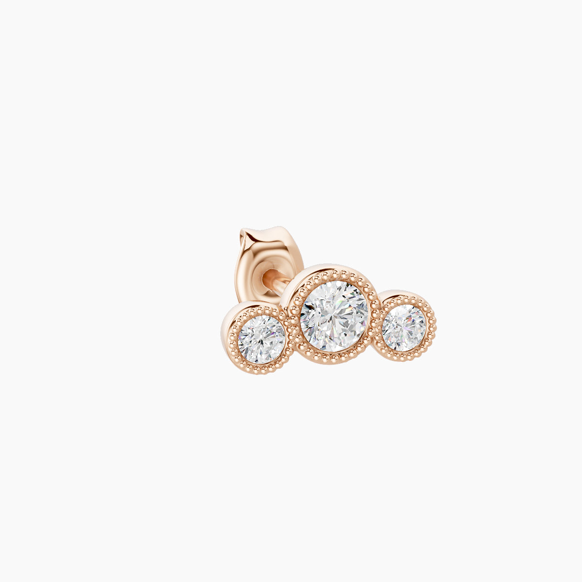 Fama | 18k Rose Gold 7.5 mm Trilogy Diamond Earring