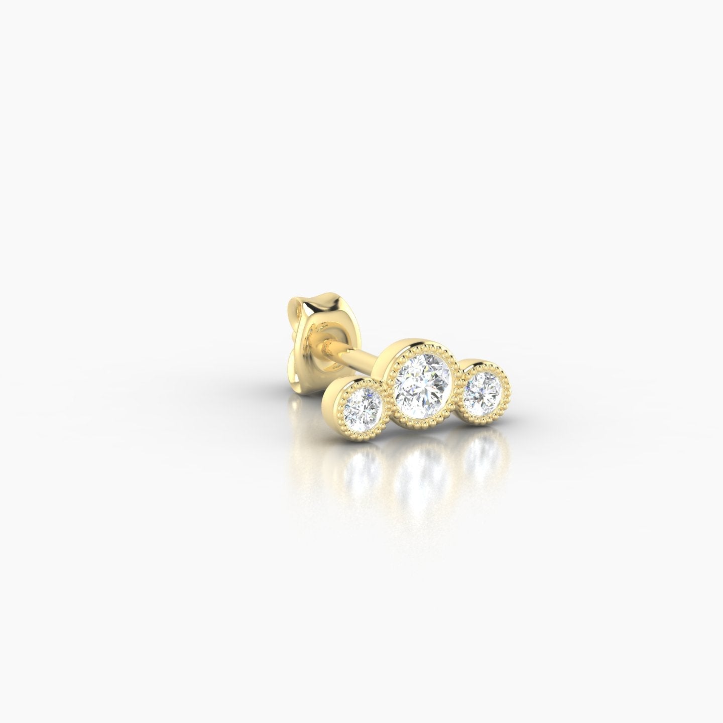Fama | 18k Yellow Gold 7.5 mm Trilogy Diamond Earring