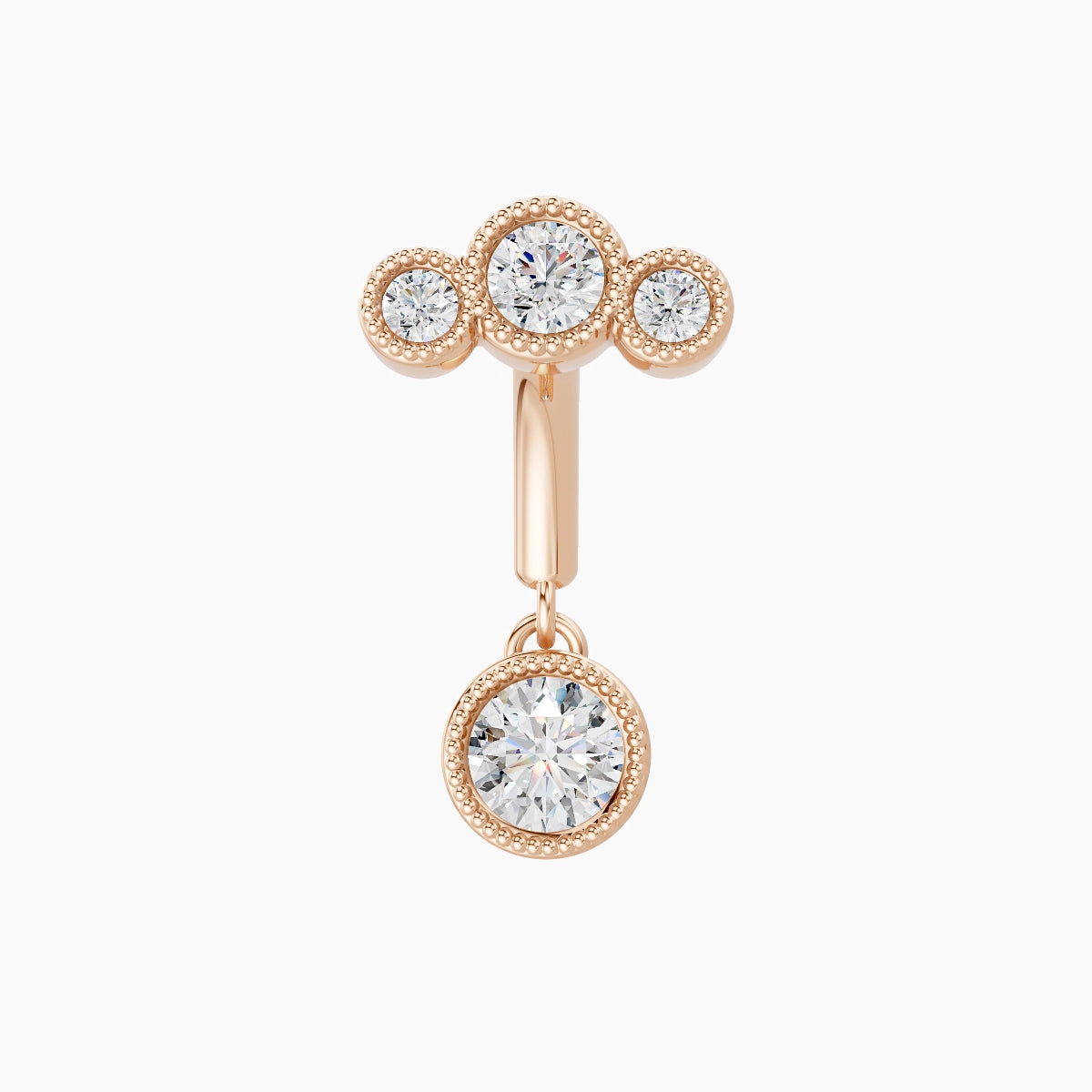 Fama | 18k Rose Gold 6 mm Trilogy Diamond Rook Piercing