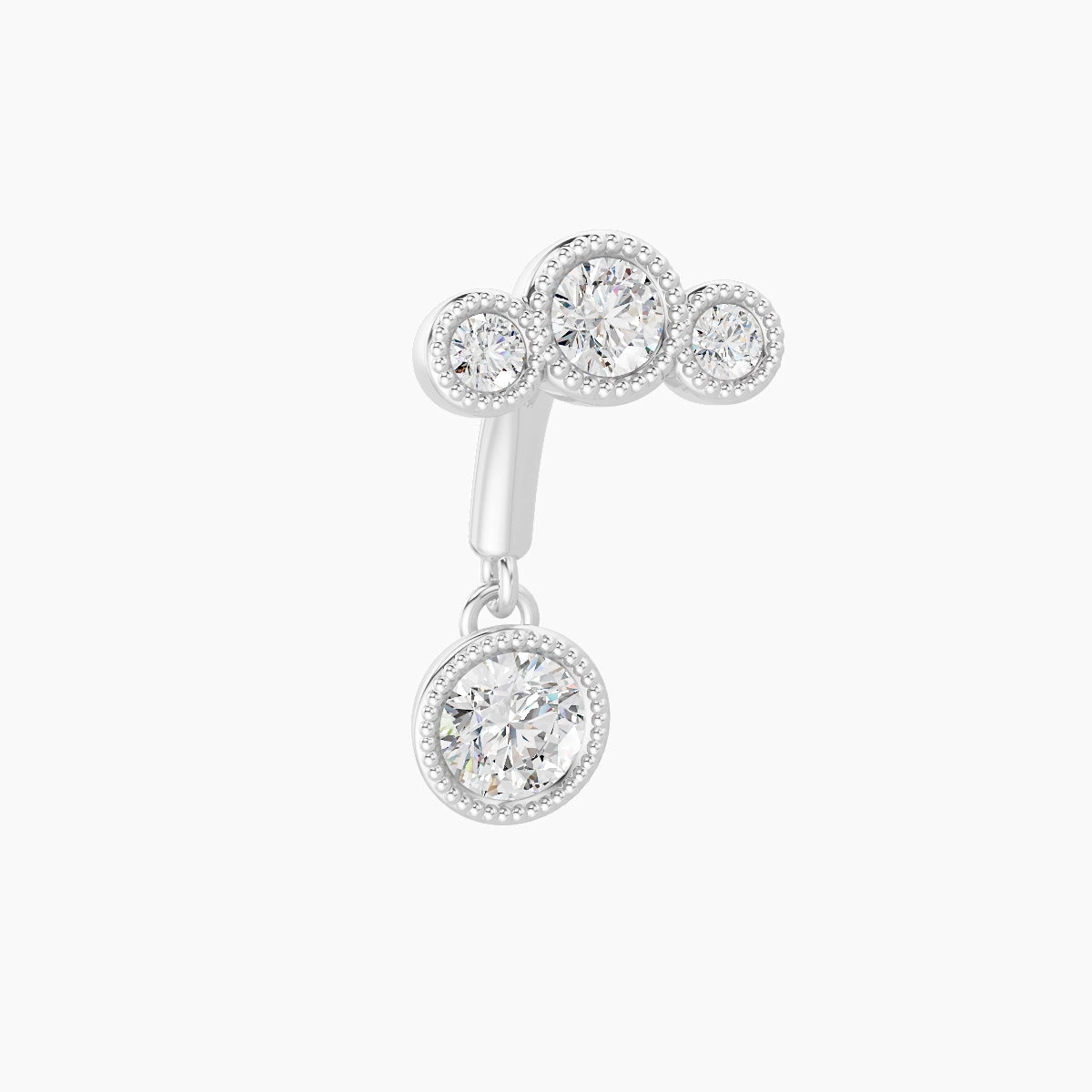 Fama | 18k White Gold 6 mm Trilogy Diamond Rook Piercing