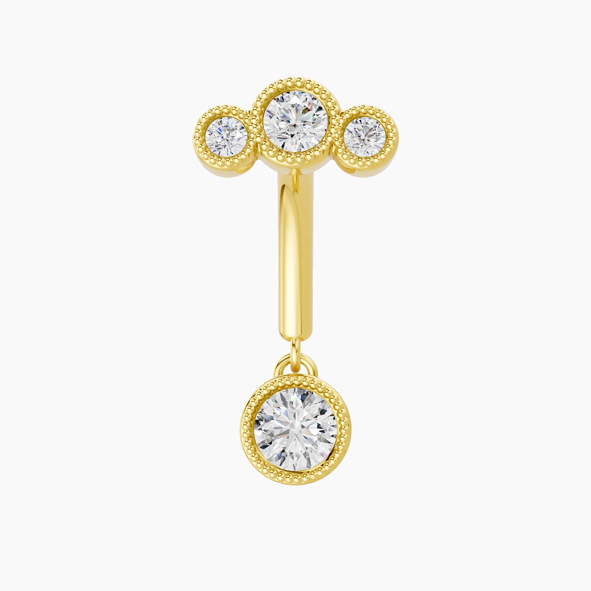 Fama | 18k Yellow Gold 8 mm Trilogy Diamond Rook Piercing