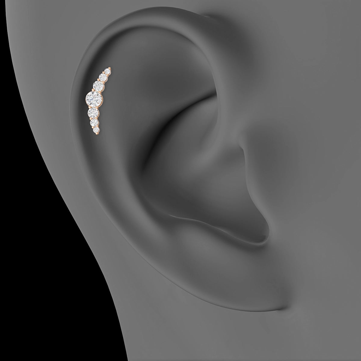 Felicity | 18k Rose Gold 13 mm 8 mm Long Diamond Piercing