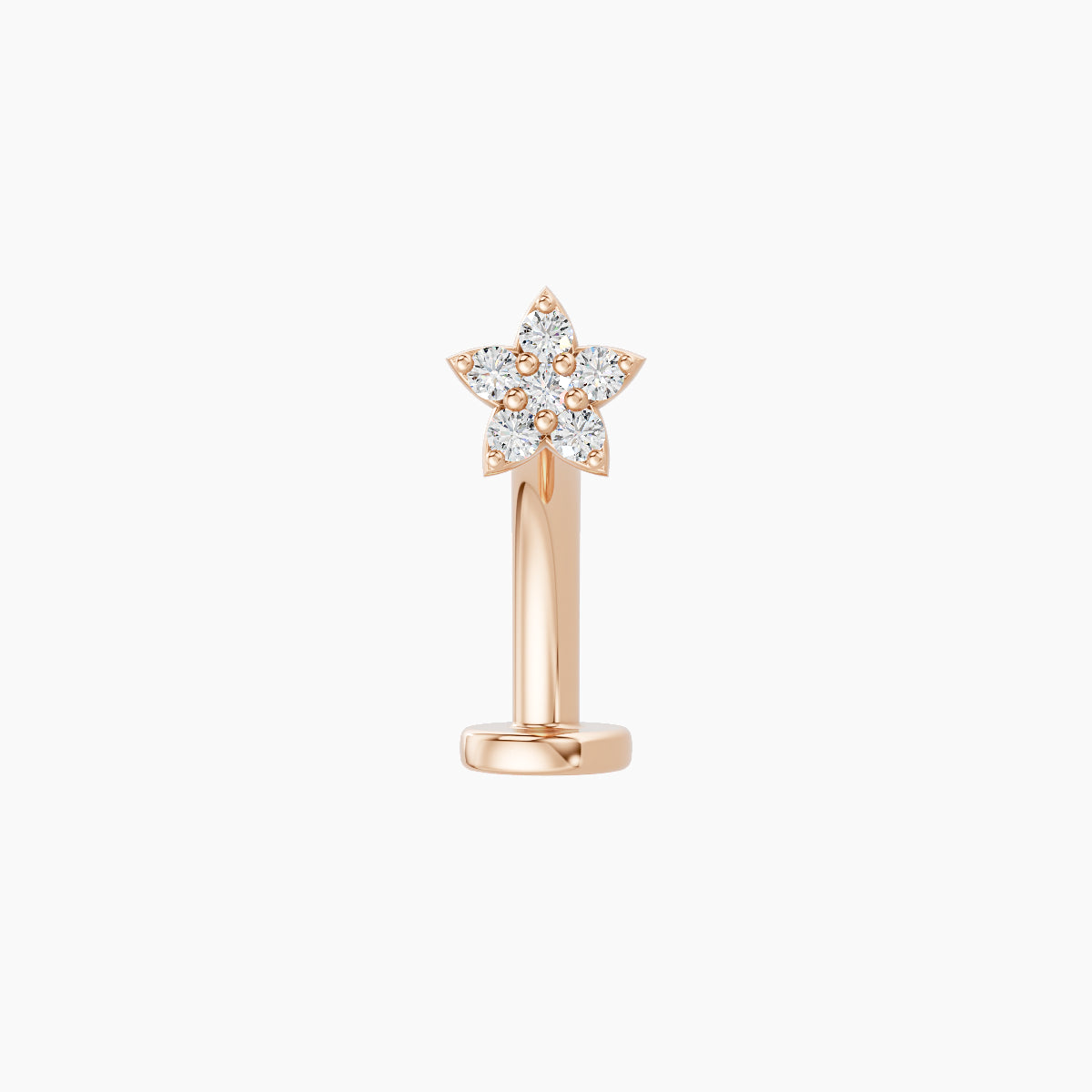 Flora | 18k Rose Gold 4.5 mm 10 mm Flower Diamond Floating Navel Piercing