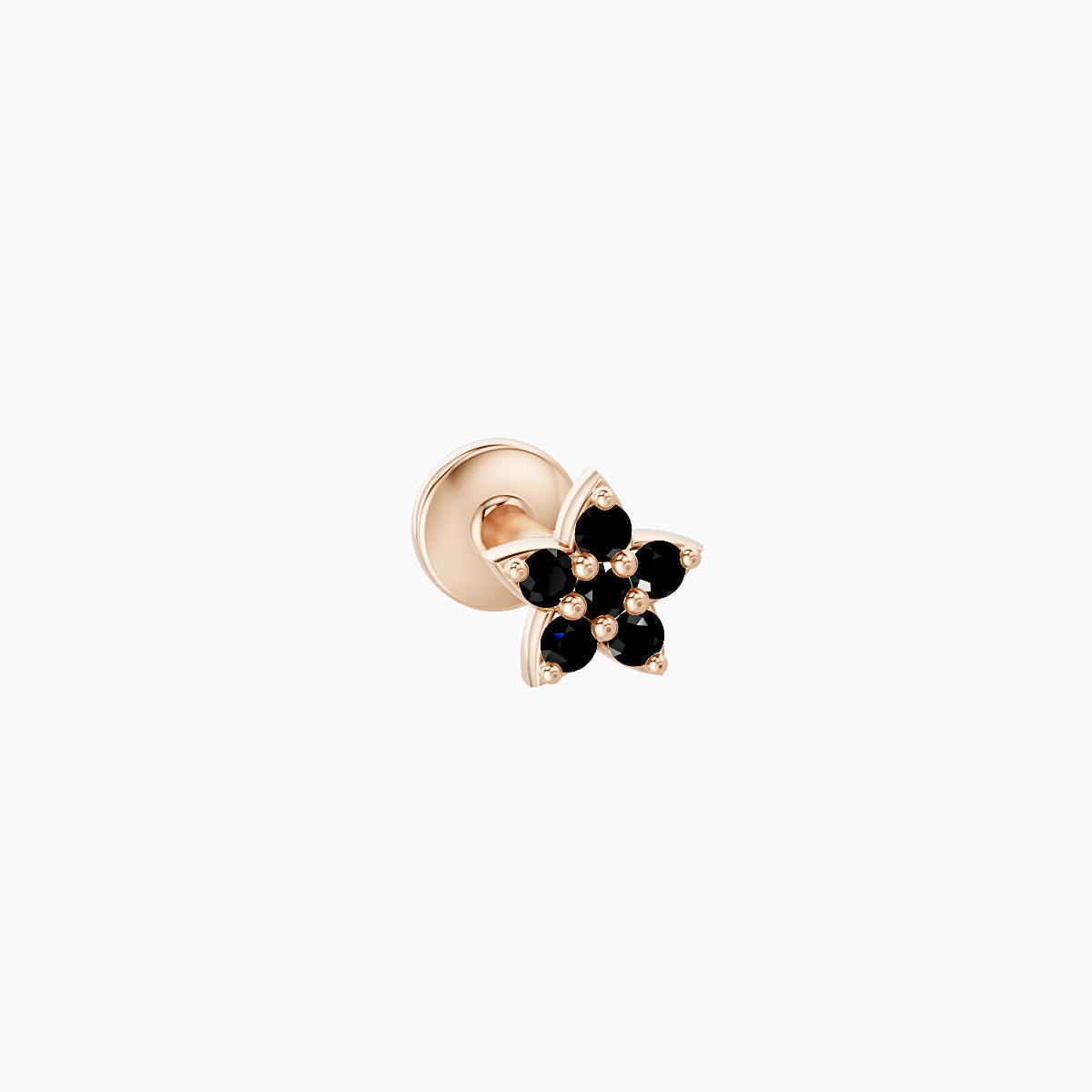 Flora | 18k Rose Gold 5 mm 4.5 mm Flower Black Diamond Nose Piercing