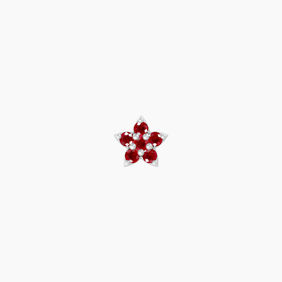 Flora | 18k White Gold 5 mm 4.5 mm Flower Ruby Nose Piercing