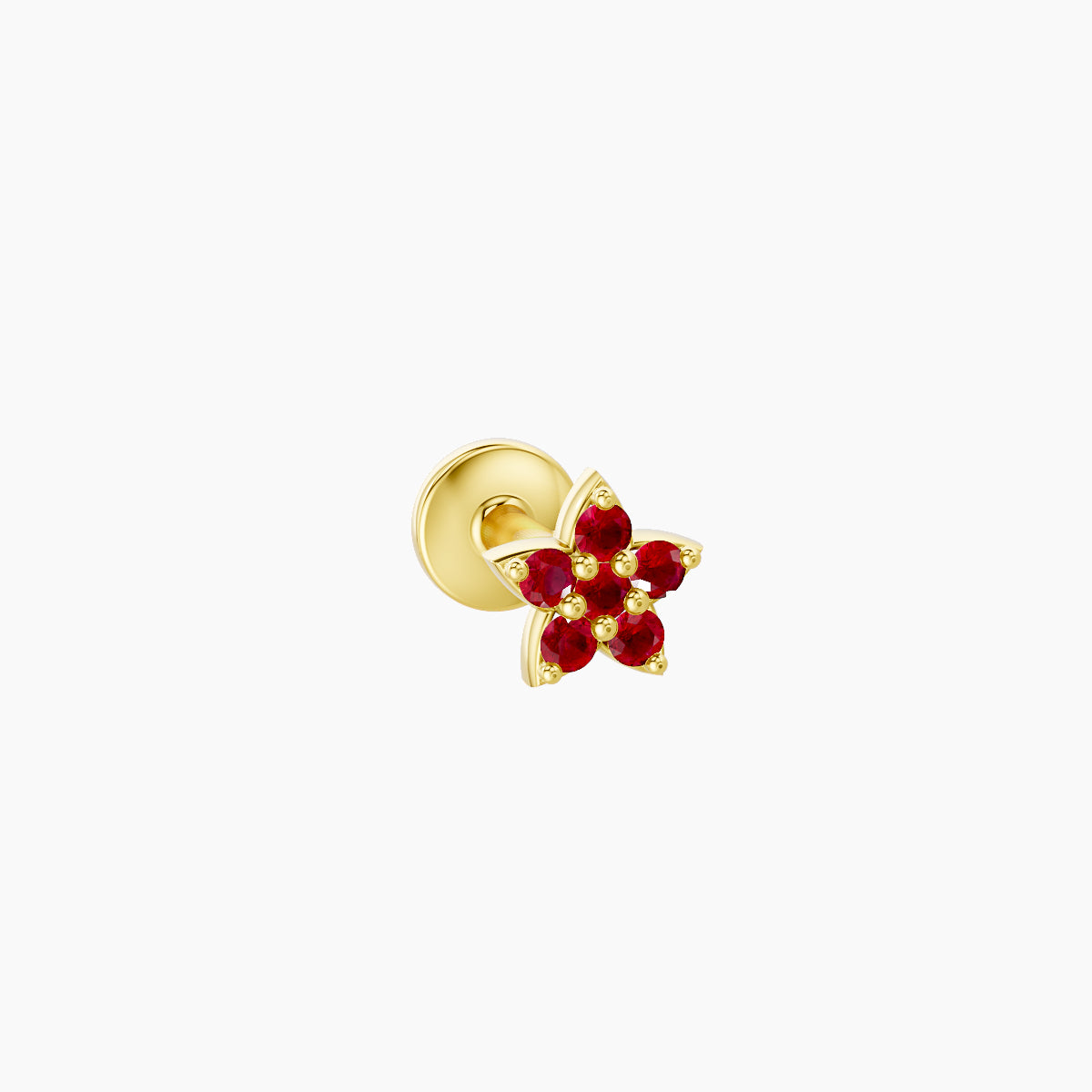 Flora | 18k Yellow Gold 5 mm 4.5 mm Flower Ruby Nose Piercing