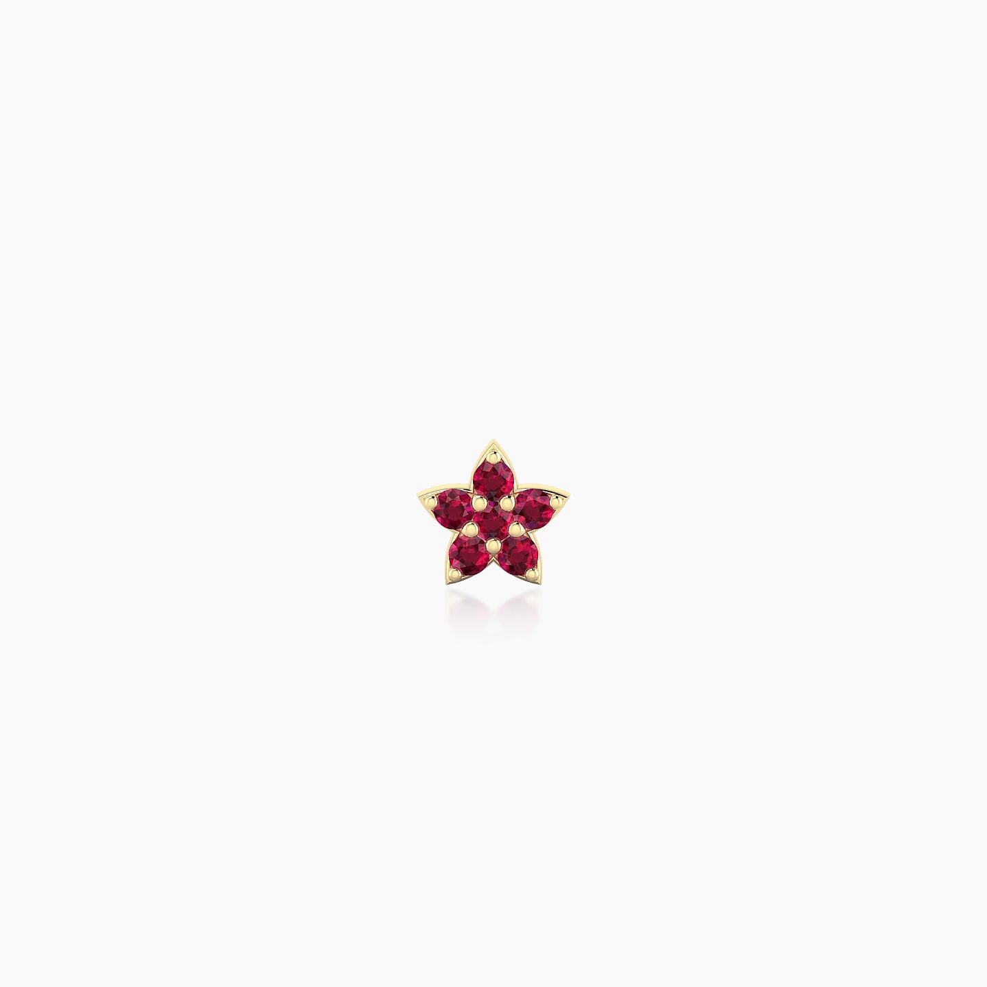 Flora | 18k Yellow Gold 5 mm 4.5 mm Flower Ruby Nose Piercing