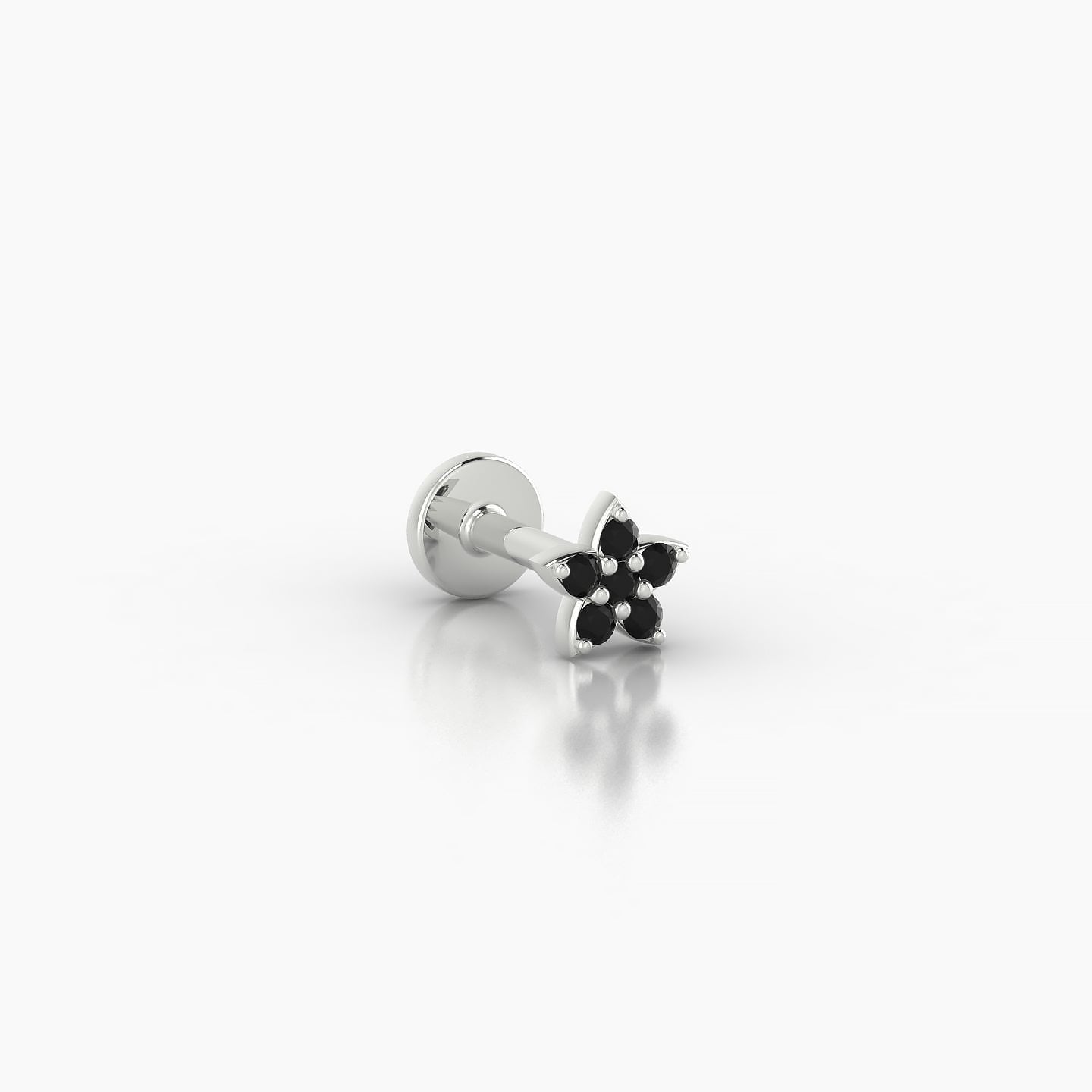 Flora | 18k White Gold 5 mm 4.5 mm Flower Black Diamond Nose Piercing